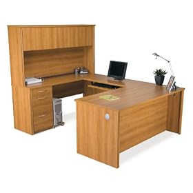 Cappuccino UDesk with Hutch Cappuccino Cherry by Bestar Office Furniture