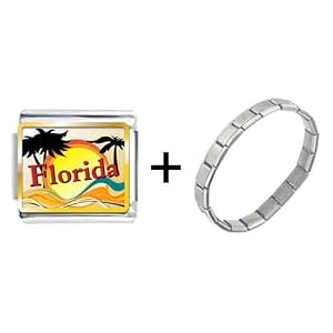 Gold Plated Travel & Culture Florida Photo Italian Charm Bracelets