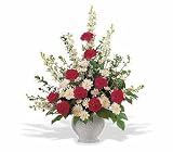 Sympathy White and Red Flowers Bouquet Vivid Sentiments