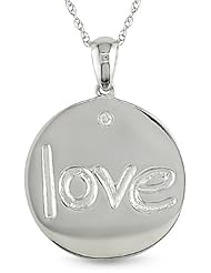 10k White Gold Diamond "LOVE" Necklace