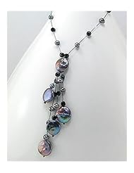 Tahiti (Dyed) Japanese silk cord Fresh Water Pearls Necklace In Zinc