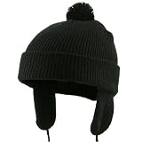 Toddler Beanie Hat with Ear Flaps - Black