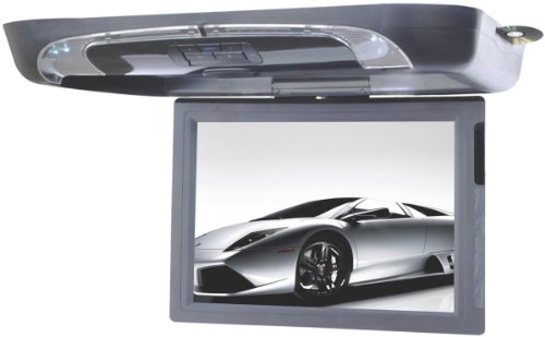 Tview T1591dvfd All in One Huge 15-Inch Flip Down, Roof Mount Car Monitor (Grey)