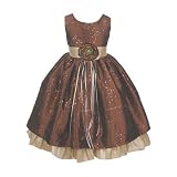 Holiday Party Dress - Chocolate Brown Taffeta Dress with Latte Accents (1/2 - 11/12)