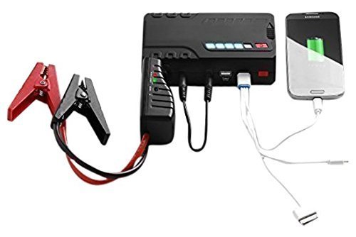 feature Portable Car Jump Starter With Intelligent Booster Cables, 15000 MAH Battery Power Bank for Vehicle, Charges Laptops, SmartPhones, GPS & More, Emergency LED Flashlight, By LifeBolt