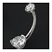 Titanium Prong-set Faceted Gem Curved Barbell: 14g 5/16, 4mm & 6mm White CZ Gems