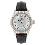 Oris Mens 73375784361LS Leather Synthetic with Silver Dial Watch