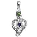 Sterling Silver Heart-Shaped Pendant w/ Gaspeite and Iolite Accent by Sajen