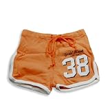 Gold Rush Outfitters - Girls Knit Gym Short, Orange, White (Size 12)