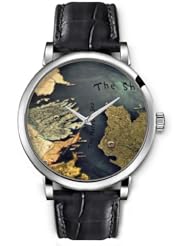 SPRAWL Aanalog Fashion Series Silver Ladies Watches of Genuine Black Leather Strap,Unique Wrist Watch for Women Girls Designed with Parts of the world