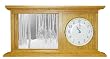 Elegant Solid Oak Mantle Clock or Desk Clock with Wildlife Moose Art Etched Mirror