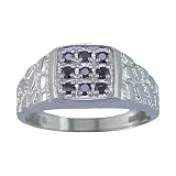 1 4 Ct. Mens Black Diamond Ring AAA Clarity With Antique Finish On Side