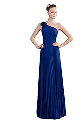 Chiffon One Shoulder Crinkled Lace-Up Backless Evening Dress 