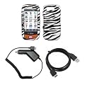 Zebra Stripes Design Snap-On Cover Hard Case Cell Phone Protector + Snap-On Removal Tool + Rapid Car Charger + USB Data Charge Sync Cable for Samsung Highlight T749