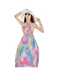 Floral Print Halter Off the Shoulder Summer Tunic/Maxi Dress 