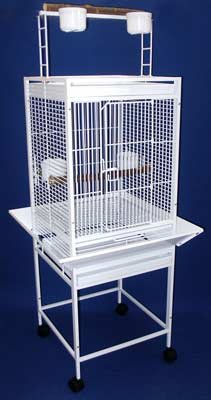 Brand New Parrot Bird Wrought Iron Cage Cages w/ Parrot Toys 18x18x57-WHT