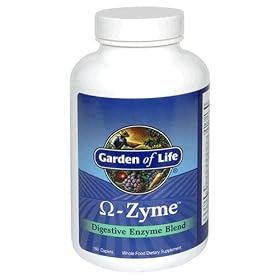 Garden of Life Omega-Zyme Digestive Enzyme Blend, Caplets, 180-Count Bottle