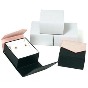 3 Earring Gift Boxes Pink Black Magnetic Lid Displays