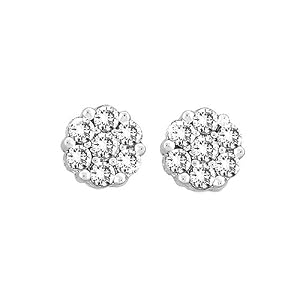 0.33 (1/3) cttw Flower Diamond Stud Earrings - 14kt White or Yellow Gold</span>&nbsp;<span style=