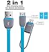 Everdigi(TM)2Pack 3FT 2in1 Retractable Universal Android&iOS Lightning to USB Charging Cord Tangle-free Charger for iPhone 6s 6sPlus 6 6Plus 5 5s iPad iPod Samsung HTC Nexus Nokia Sony and more (Blue)