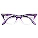 Vintage Cateyes 80s Inspired Fashion Clear Lens Cat Eye Glasses with Rhinestones (Purple Fade)