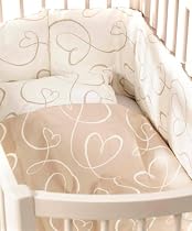 Babydan Baby Bed Linen - Hearts Beige Duvet and Pillow Case Set Baby 70 x 100