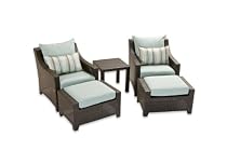 Big Sale RST Outdoor OP-PECLB5-BLS-K Bliss 5-Piece Club Chairs and Ottomans Set
