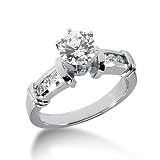 0.7 Ct Diamond Engagement Ring Round Channel Accent 14k White Gold