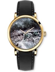 SPRAWL Aanalog Fashion Series Gold Ladies Watches of Genuine Black Leather Strap,Unique Wrist Watch for Women Girls Designed with old Houses