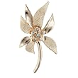 Vintage Pale Gold Fancy Rhinestone Flower Brooch Pin