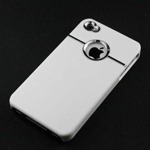 DELUXE COVER CASE W/CHROME for iPhone 4 4G 4S WHITE