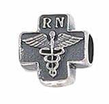 Zable Sterling Silver RN Nurse Caduceus Bead Charm BZ-1716