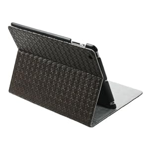 For the New Ipad 3 Pu Leather Knit Pattern Stand Smart Folio Cover Brown