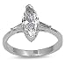(ARCZ103612) Magnificent Marquise Silver Engagement Ring, Designed with a Marquise Center Stone and Baguette Side Stones, Crafted with AAAAA Diamond-Colored Cubic Zirconia, 2.25 Carat Total Weight, Made with Authentic .925 Sterling Silver, Ring Size -