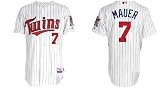 Minnesota Twins 7# Mauer White Stripe 2011 MLB Authentic Jerseys Cool Base Jersey 48-56 Drop Shipping