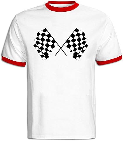 FJSC Men's Auto Racing Flag T Shirt X-Large Red