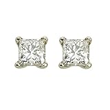 14K Yellow Gold 1/4 ct. Diamond Princess Cut Earring Studs