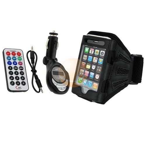 Universal FM Transmitter w/ USB/SD/MMC Slot + Black Deluxe Armband for Apple iPhone / iPod Touch Universal FM Transmitter w/ USB/SD/MMC Slot + Black Deluxe Armband for Apple iPhone / iPod Touch