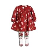 Le Top Playful Ponies Pony Print Interlock Knit Dress and Matching Tights, Brick Red, 12... by le top