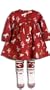 Le Top Playful Ponies Pony Print Interlock Knit Dress and Matching Tights, Brick Red, 3 Months