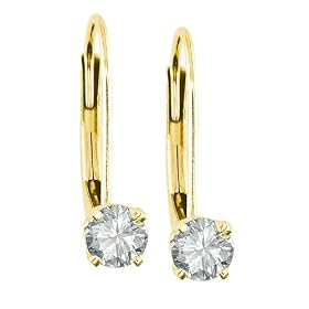 14k Yellow Gold Leverback Diamond Earrings (2/5 cttw, K Color, I3 Clarity)