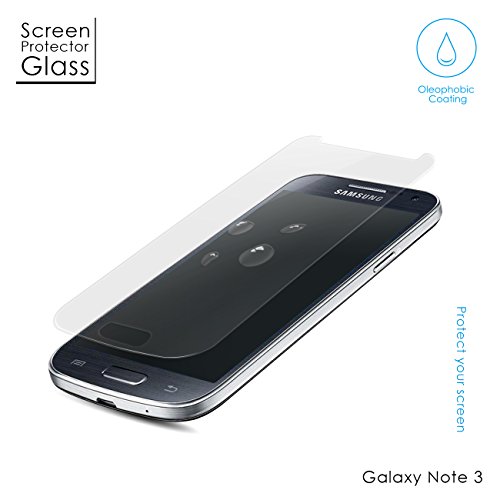 Aukey Tempered-Glass Screen Protector for Samsung Note 3, Premium Crystal Clear, High-Response Touch, Oleophobic Coating, Industry-High 9H Hardness - Scratch Terminator.