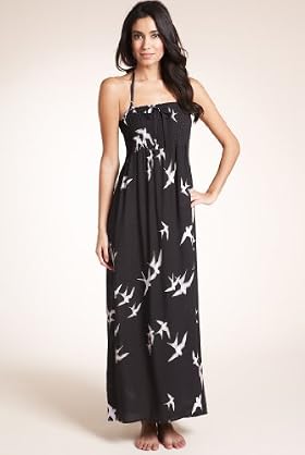 Halterneck Swallow Print Dress