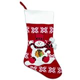 24" NHL Chicago Blackhawks Knit Snowman & Snowflake Christmas Stocking