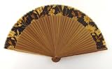 Japanese Silk Handheld Fan, Brown Trim with Flowers HF73