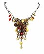 Necklace - N218 - Pearl Cluster ~ Gold & Red