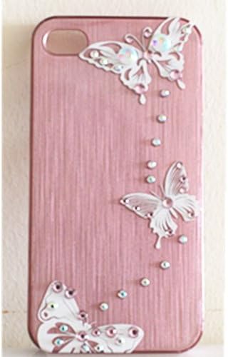 EVTECH(TM) 3D Stylish Premium Chrome Brushed Aluminum Series Bling Handmade Crystal Rhinestone Heart Diamond Bling Cover Soft Faceplate Case for iPhone 4 / 4S T-Mobile Sprint AT&T Verizon(100% Handcrafted)