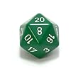Chessex Opaque 34mm d20 Dice, Green with White numbers