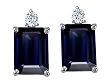 3.04 cttw 14k Gold Genuine Emerald Cut Sapphire and Diamon Earring Studs