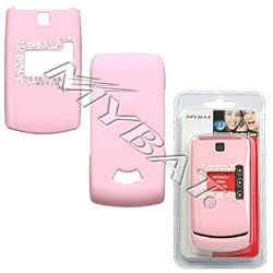 Pink Rubber Feel with White Diamonds Snap-On Cover Case Cell Phone Protector for ZTE C79